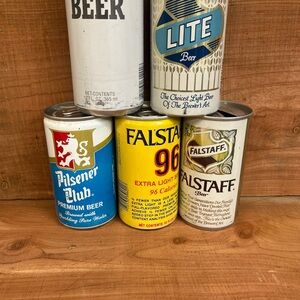 Lot Of 5 VINTAGE ALUMINUM Falstaff 12 oz Aluminum PULL TAB EMPTY Beer Cans